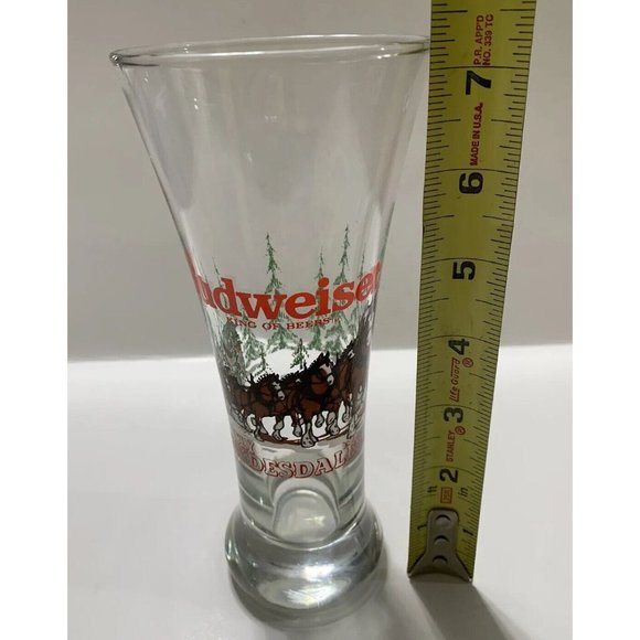 Vintage 1989 Budweiser Christmas Holiday Clydesdale Horses Pilsner Beer Glass - Picture 7 of 11